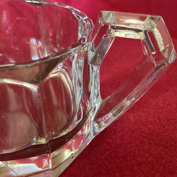 Antique Octagon Panel Pressed Glass Two Handle Sugar Bowl - Picture 4 of 5